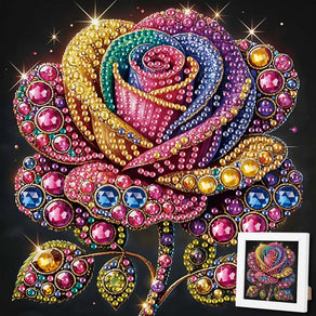 5D Diamond Painting Magische Regenbogenrose mit Strasssteinchen, Unique-Diamond