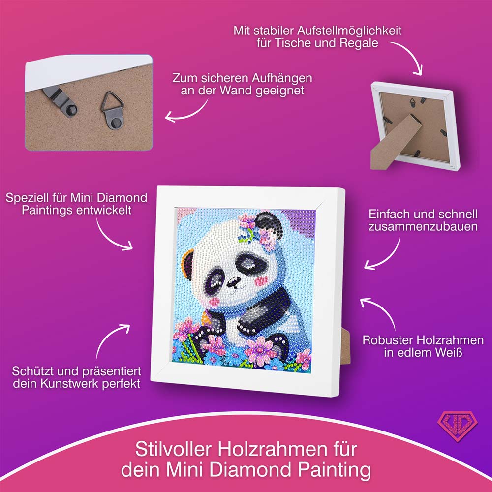 5D Diamond Painting Mini-Bild – Panda Lian im Blütenzauber, Unique-Diamond