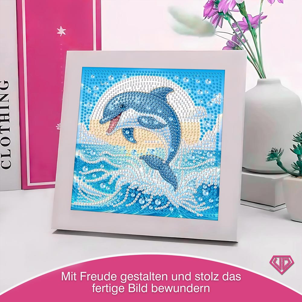 5D Diamond Painting Mini-Bild – Sprung des Delfins im Sonnenlicht