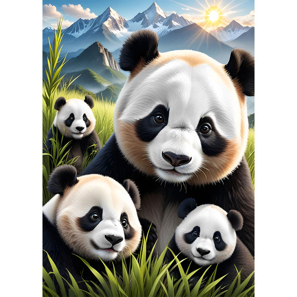 5D Diamond Painting Panda mit Babys, Unique-Diamond