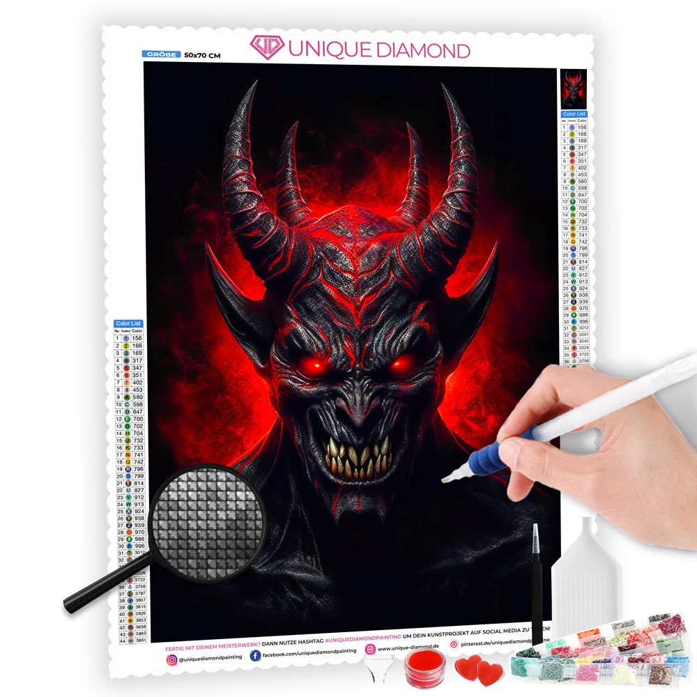 5D Diamond Painting Red Devil, Unique-Diamond