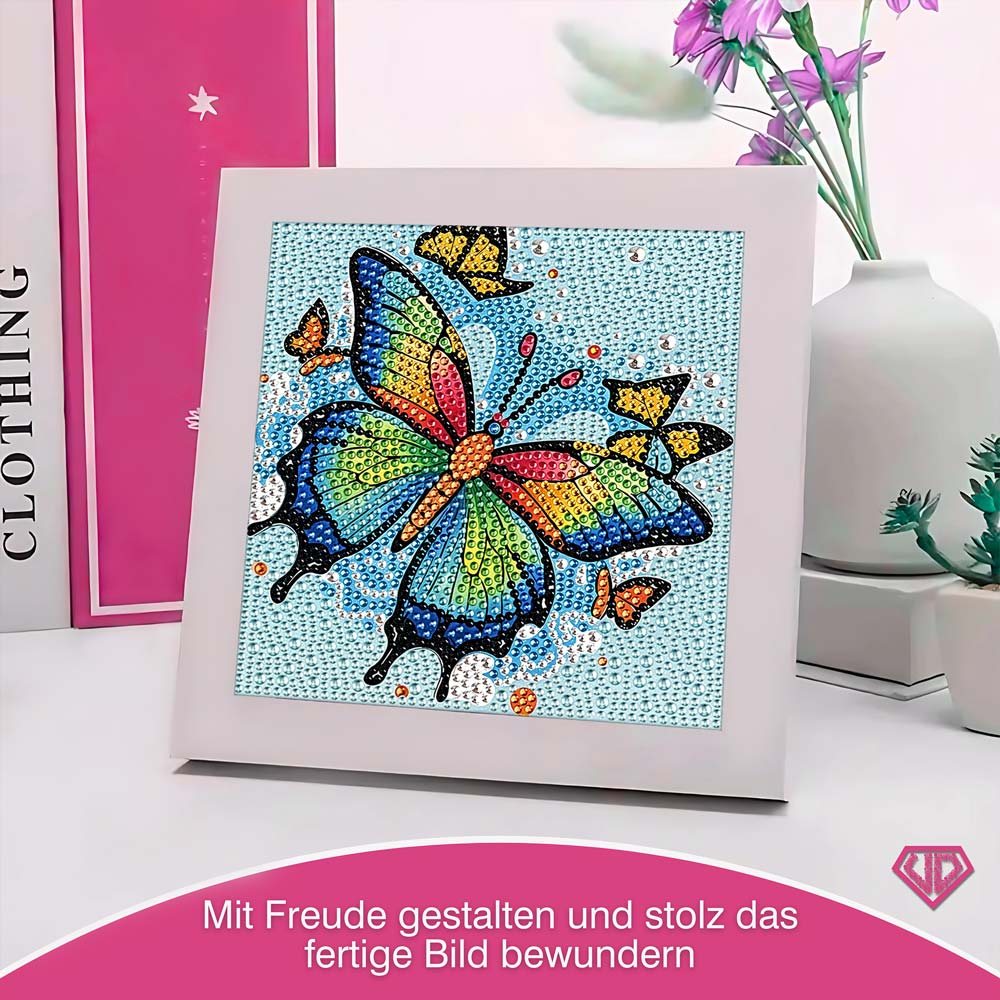 5D Diamond Painting Regenbogenschmetterling Aria mit Strasssteine, Unique-Diamond
