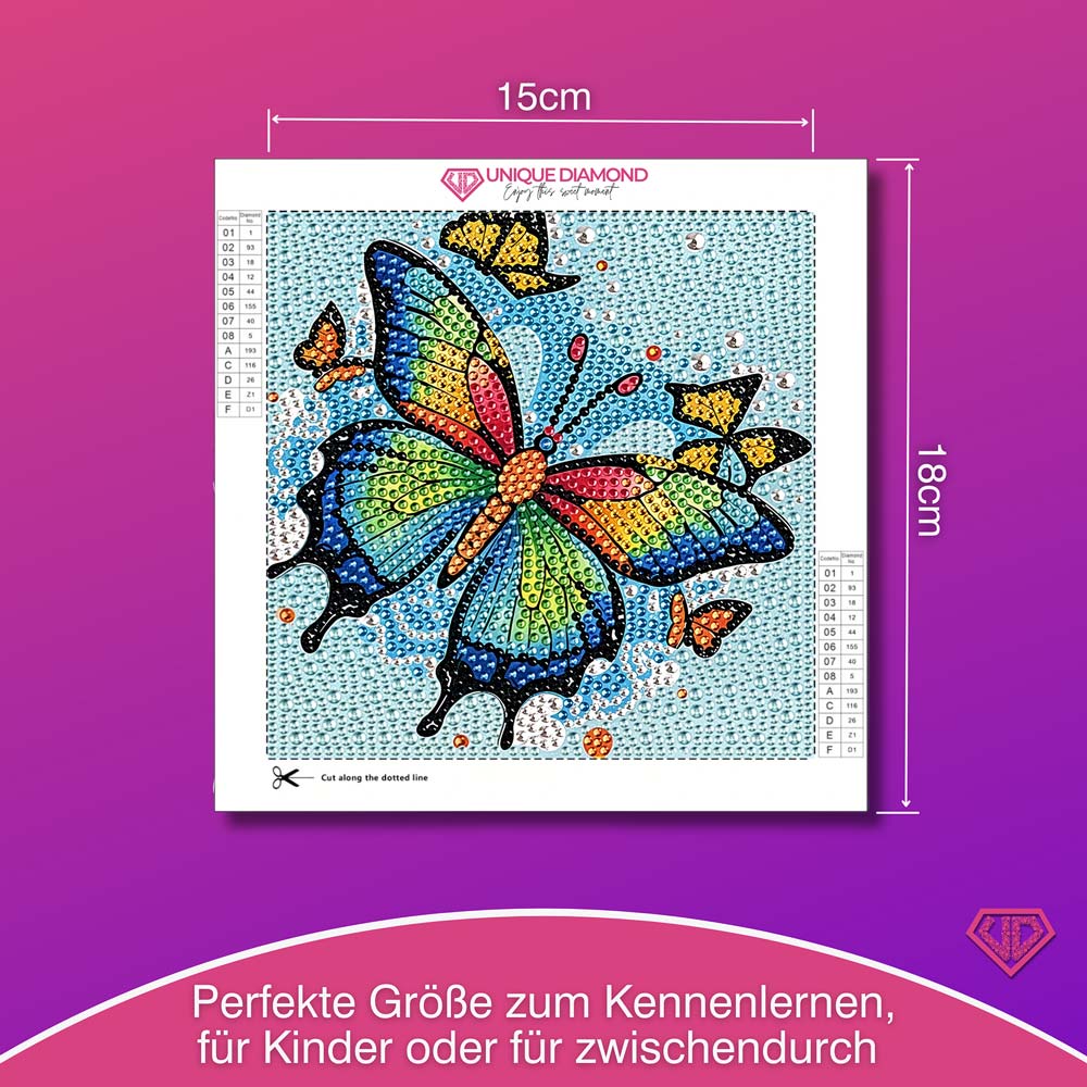 5D Diamond Painting Regenbogenschmetterling Aria mit Strasssteine, Unique-Diamond