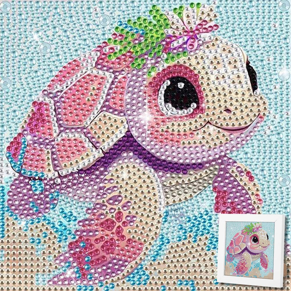 5D Diamond Painting Schildkröte mit Strasssteinchen, Unique-Diamond