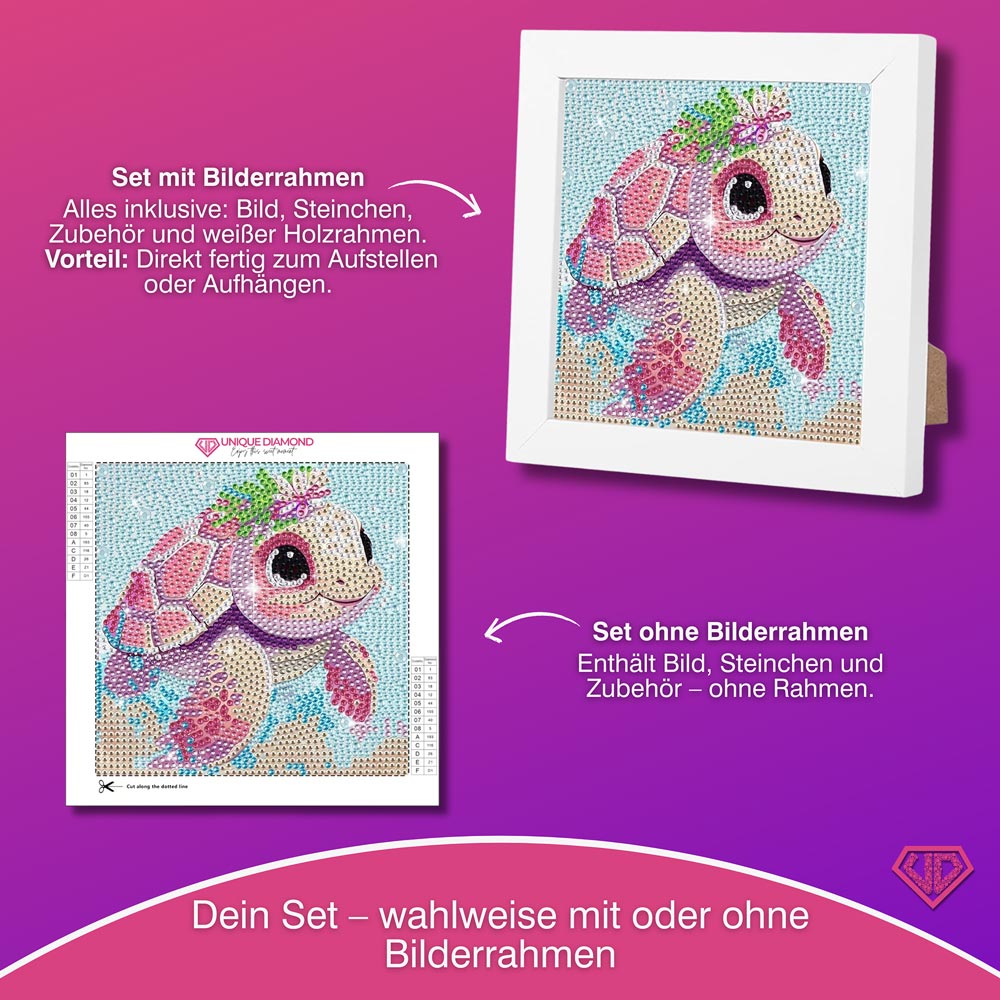 5D Diamond Painting Schildkröte mit Strasssteinchen, Unique-Diamond