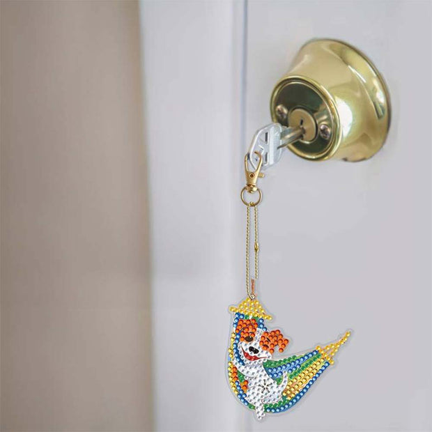 5D Diamond Painting Schlüsselanhänger Chilling Dog 6 Stück, Unique-Diamond