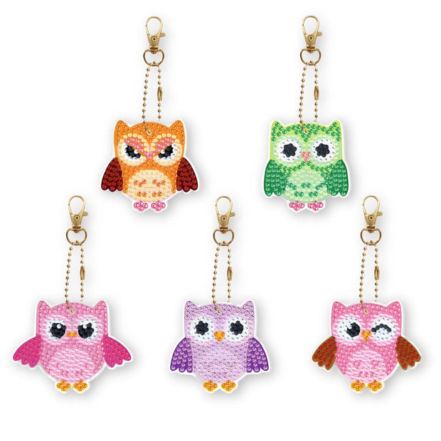 5D Diamond Painting Schlüsselanhänger Eulen 5 Stück