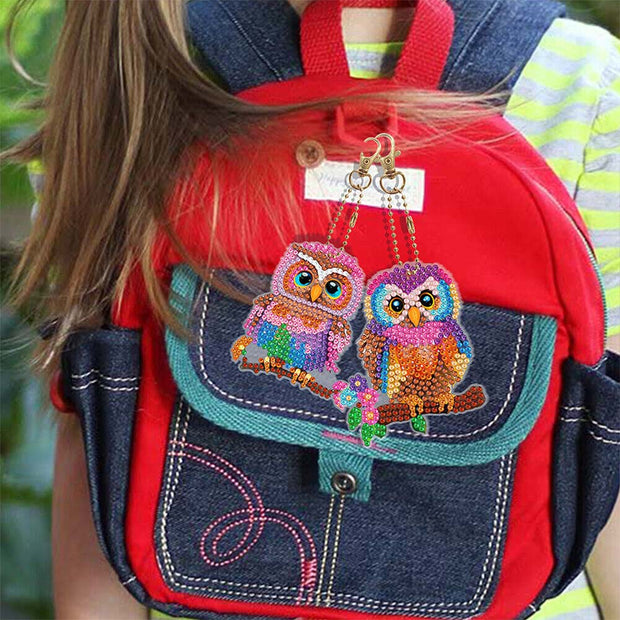 5D Diamond Painting Schlüsselanhänger Eulen 6 Stück, Unique-Diamond