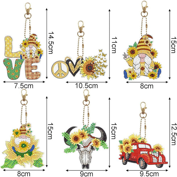5D Diamond Painting Schlüsselanhänger Love 6 Stück, Unique-Diamond