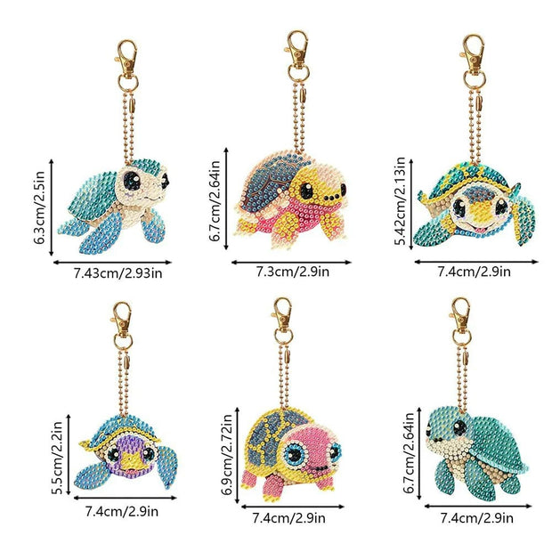 5D Diamond Painting Schildkröten 6 Stück, Unique-Diamond