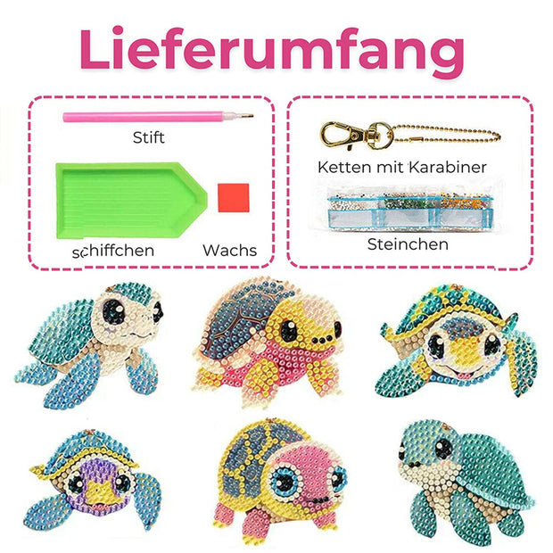 5D Diamond Painting Schildkröten 6 Stück, Unique-Diamond