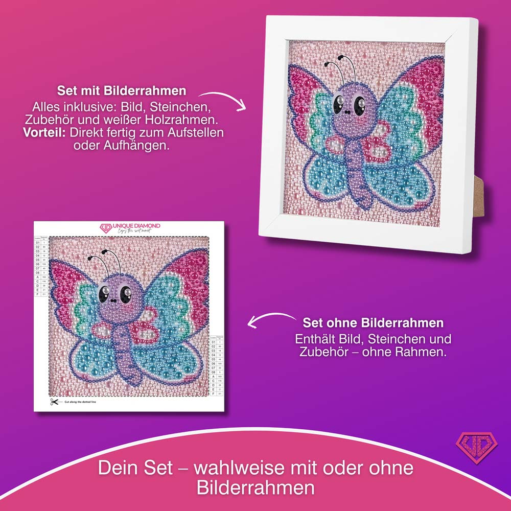 5D Diamond Painting Schmetterling Lumi mit Strasssteinchen, Unique-Diamond