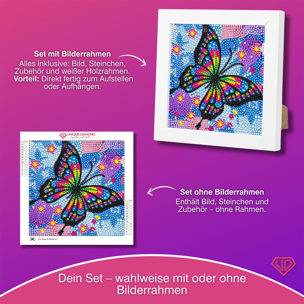 5D Diamond Painting Schmetterling mit Strasssteine, Unique-Diamond