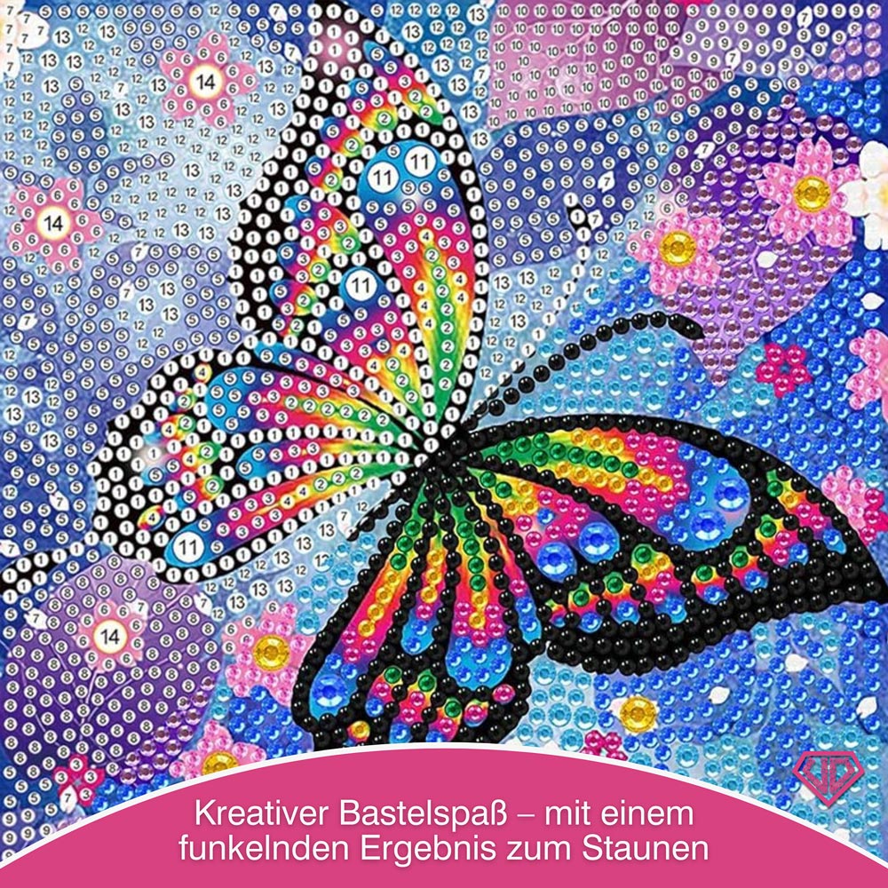 5D Diamond Painting Schmetterling mit Strasssteine, Unique-Diamond