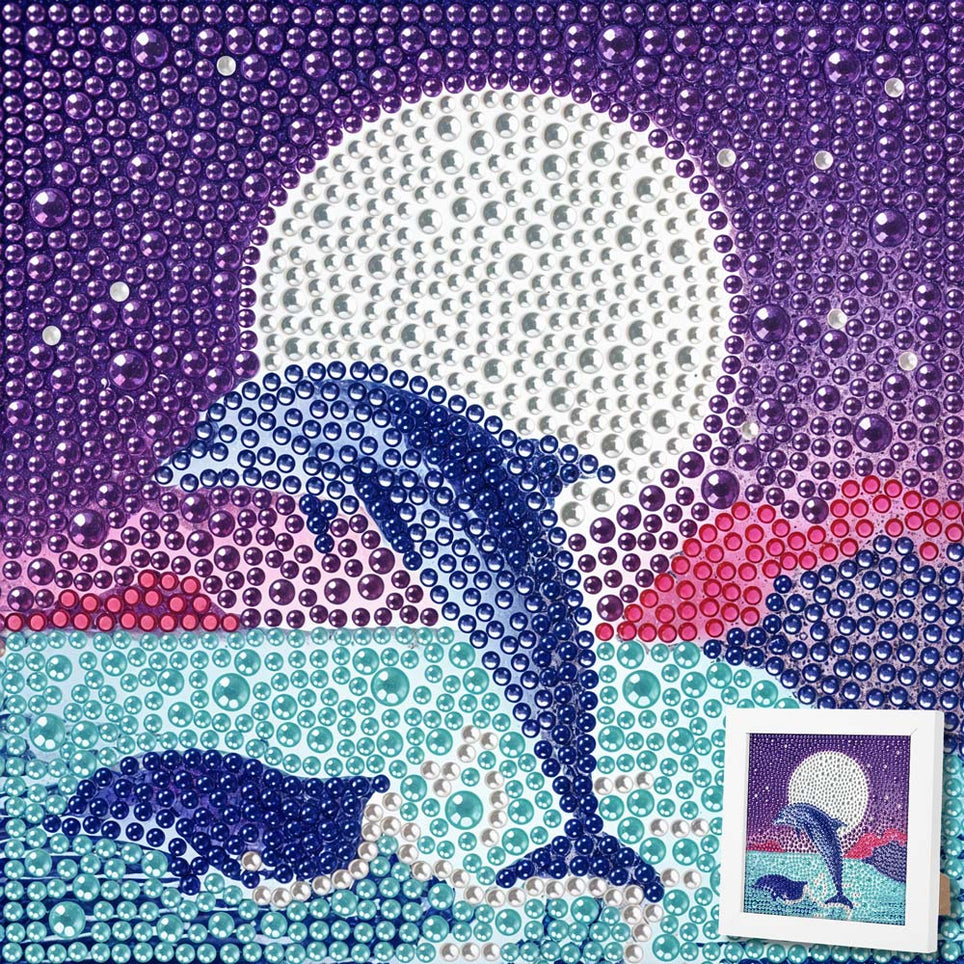 5D Diamond Painting Silbermond der Meere mit Strasssteinchen, Unique-Diamond