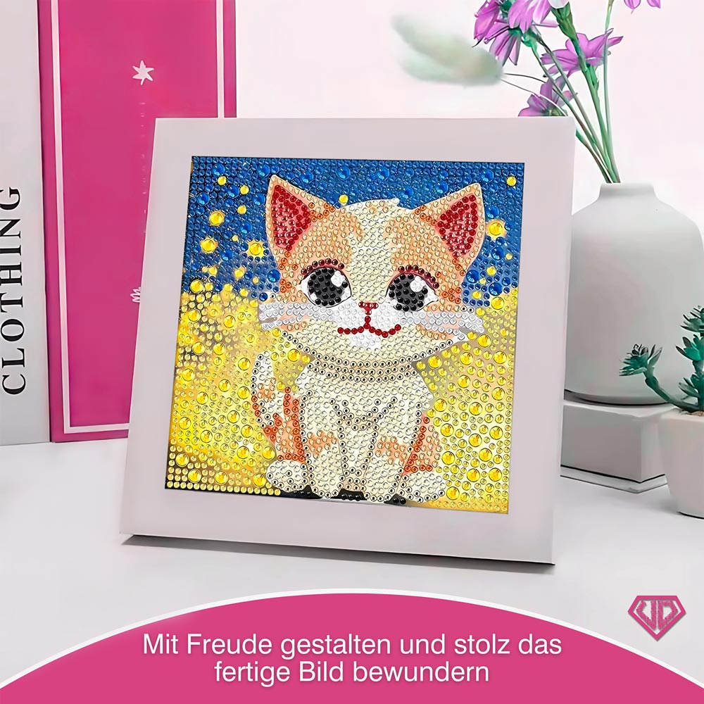 5D Diamond Painting Sternenglanz-Kätzchen mit Strasssteine, Unique-Diamond