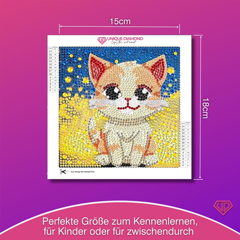 5D Diamond Painting Sternenglanz-Kätzchen mit Strasssteine, Unique-Diamond