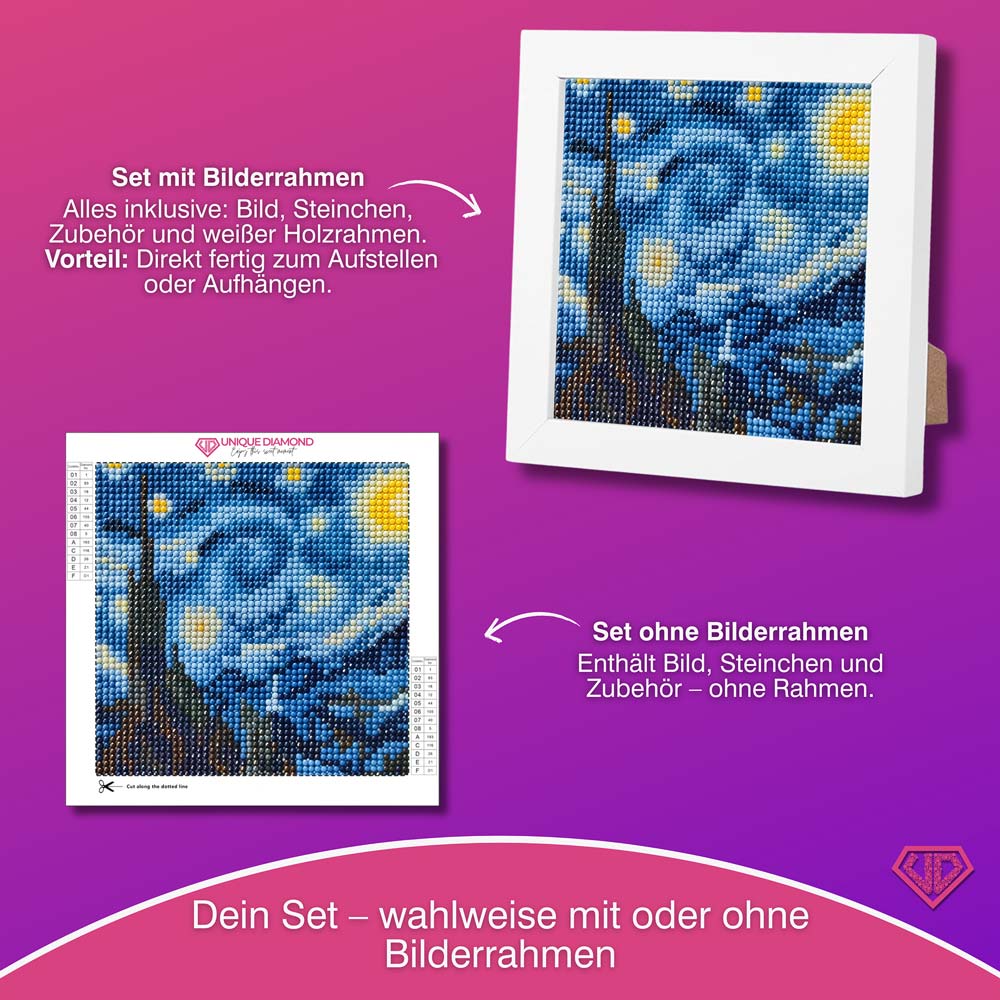 5D Diamond Painting Sternennacht von Vincent van Gogh, Unique-Diamond