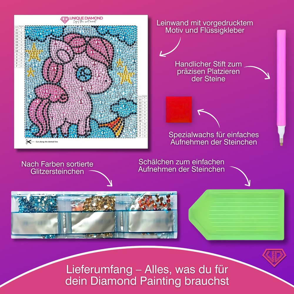 5D Diamond Painting Sternenschweif-Einhorn mit Strasssteinchen, Unique-Diamond