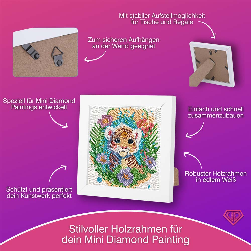 5D Diamond Painting Tigerbaby Tilda im Blütenzauber mit Strasssteinchen, Unique-Diamond