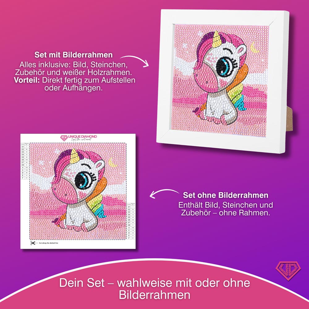 5D Diamond Painting Traum-Einhorn Milu mit Strasssteinchen, Unique-Diamond