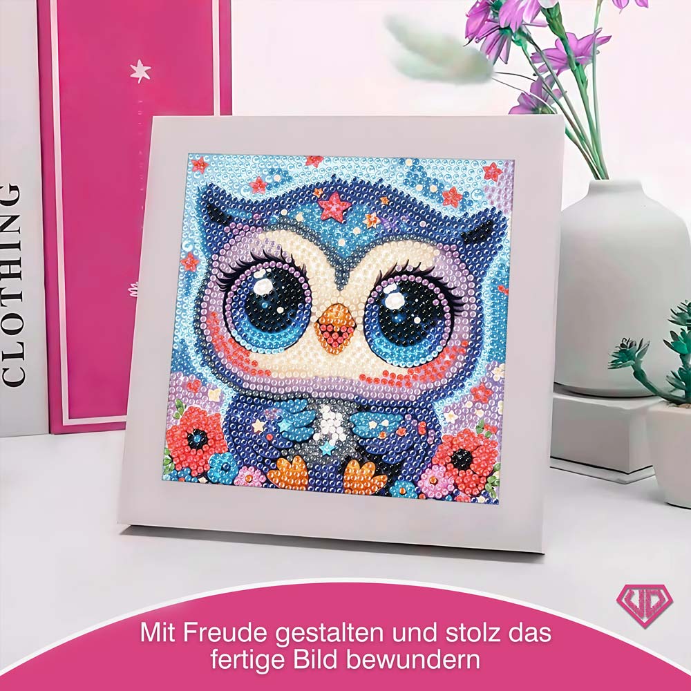 5D Diamond Painting Traumhafte Sternen-Eule Lumi mit Strasssteinchen, Unique-Diamond