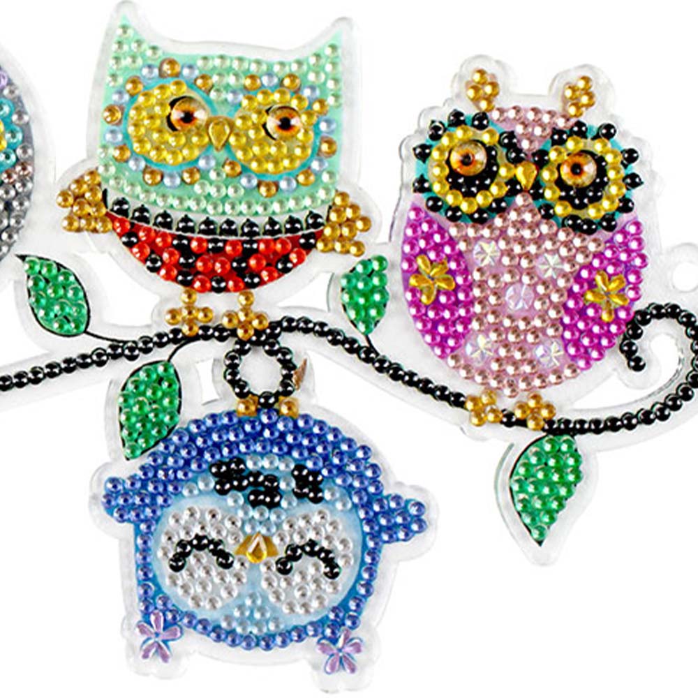 5D Diamond Painting Türanhänger 6 Eulen, Unique-Diamond