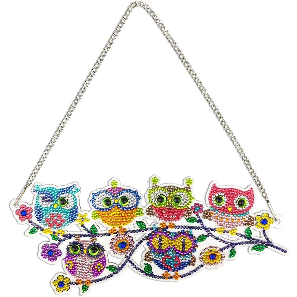 5D Diamond Painting Türanhänger 6 Eulen, Unique-Diamond