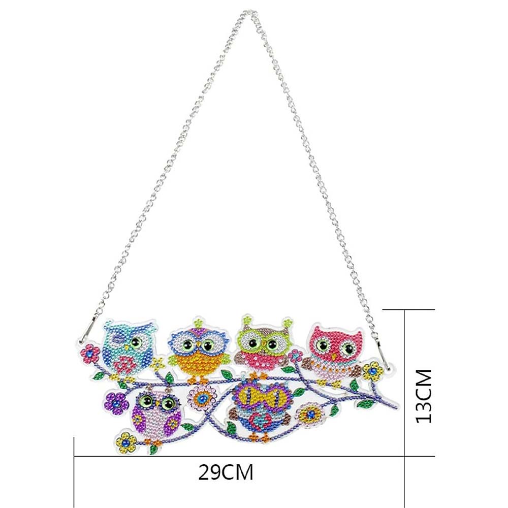 5D Diamond Painting Türanhänger 6 Eulen, Unique-Diamond