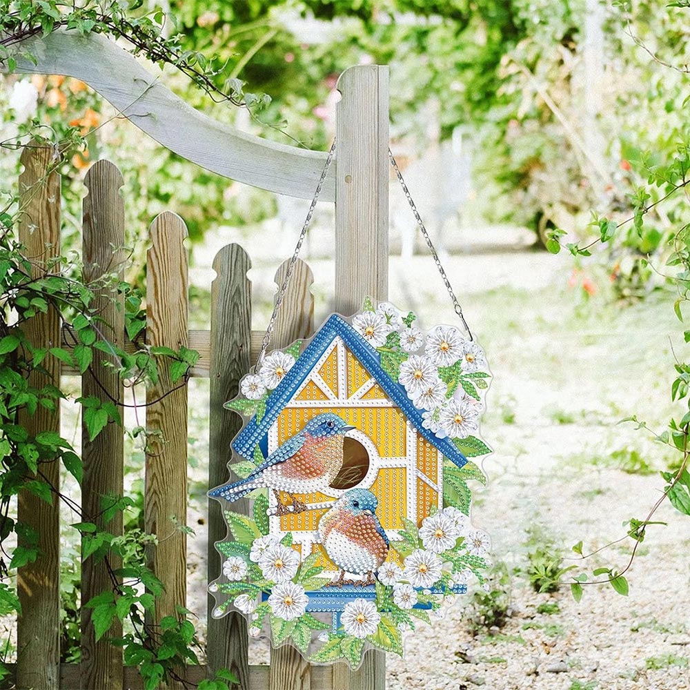 5D Diamond Painting Türanhänger Doppelseitig Vogelhäuschen, Unique-Diamond