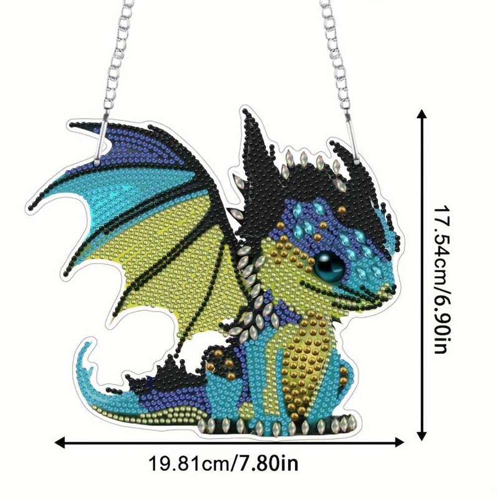 5D Diamond Painting Türanhänger Drache, Unique-Diamond