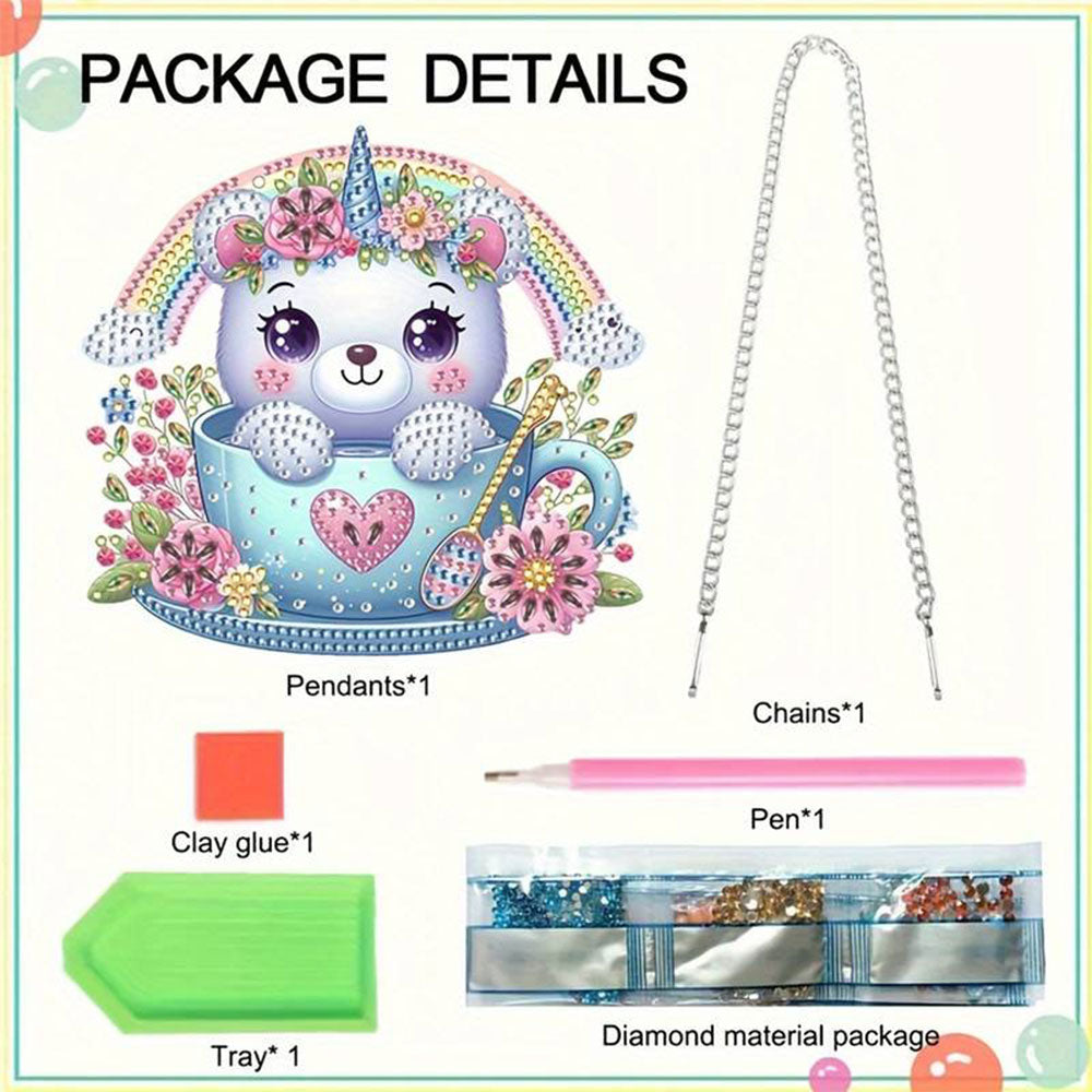 5D Diamond Painting Türanhänger Einhorn Katze