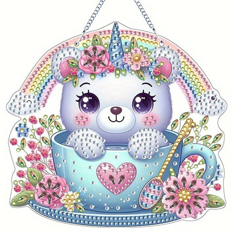 5D Diamond Painting Türanhänger Einhorn Katze