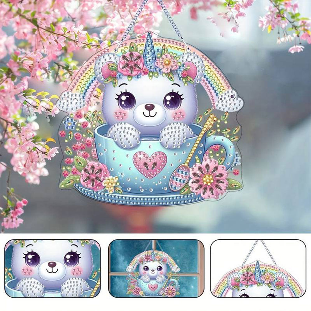 5D Diamond Painting Türanhänger Einhorn Katze