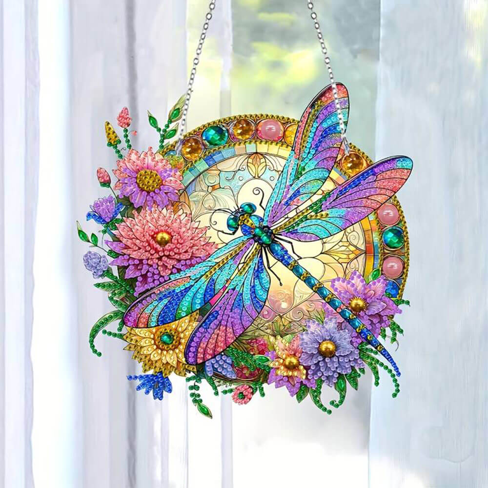 5D Diamond Painting Türanhänger Libelle, Unique-Diamond