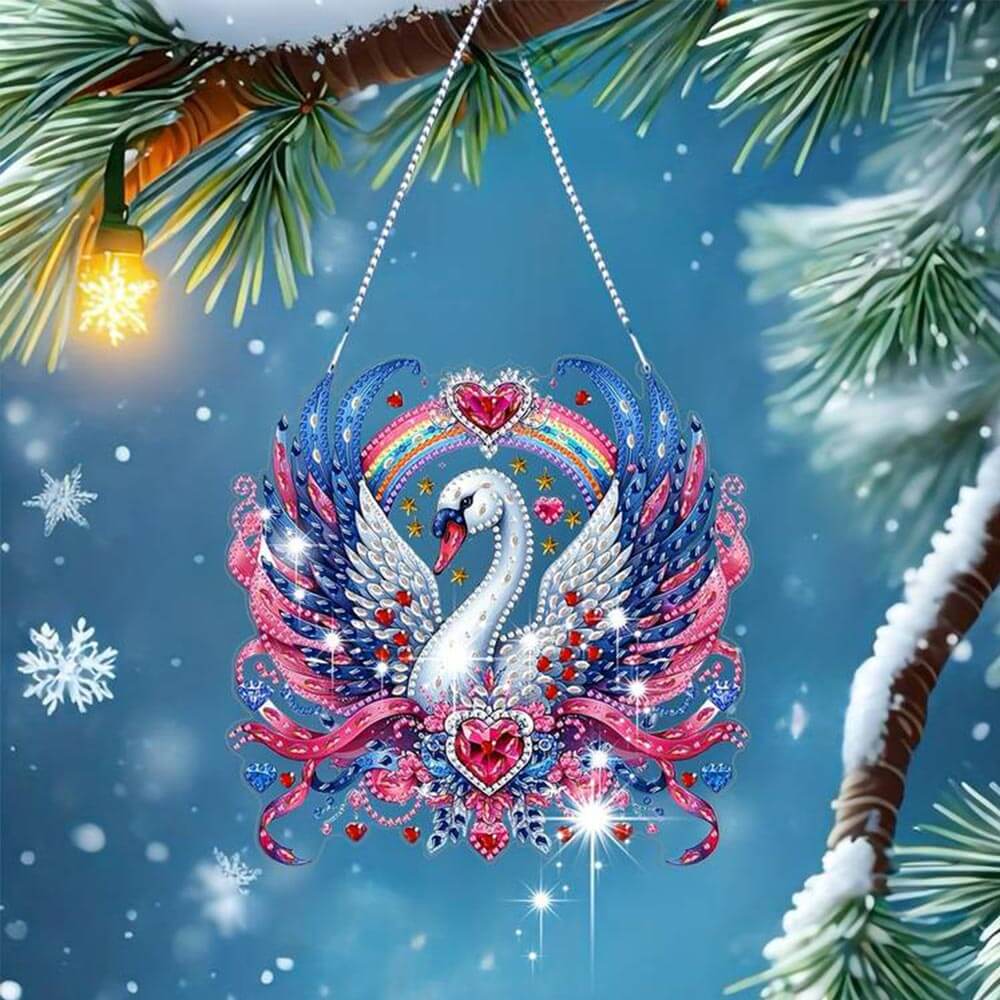 5D Diamond Painting Türanhänger Schwan, Unique-Diamond