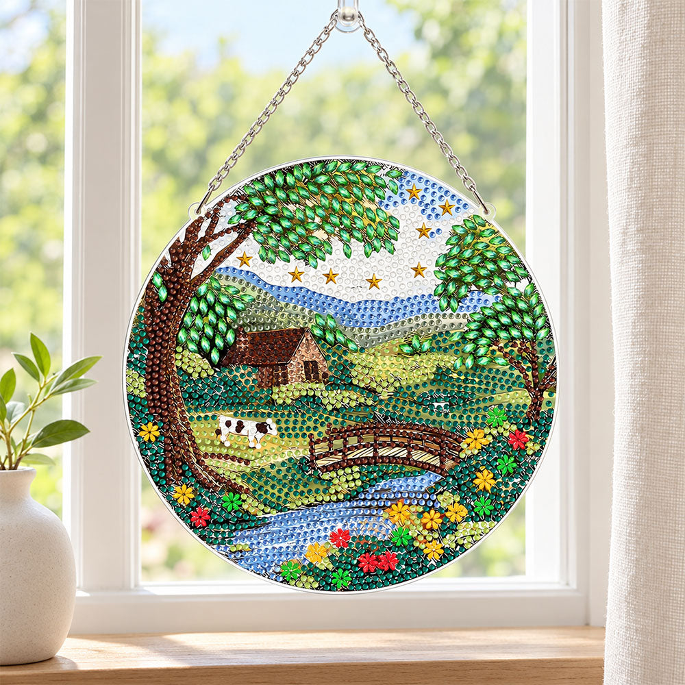 5D Diamond Painting Türanhänger – Idylle am Wiesenbach