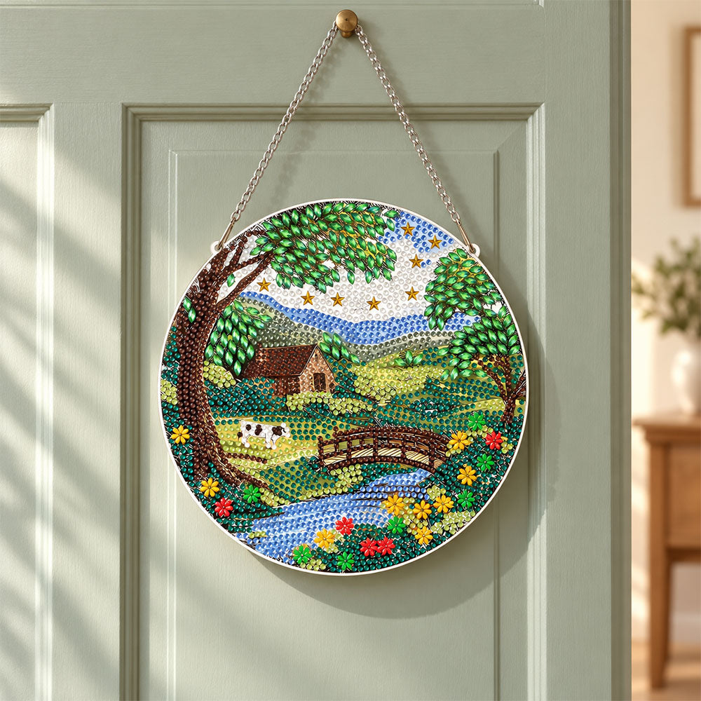 5D Diamond Painting Türanhänger – Idylle am Wiesenbach