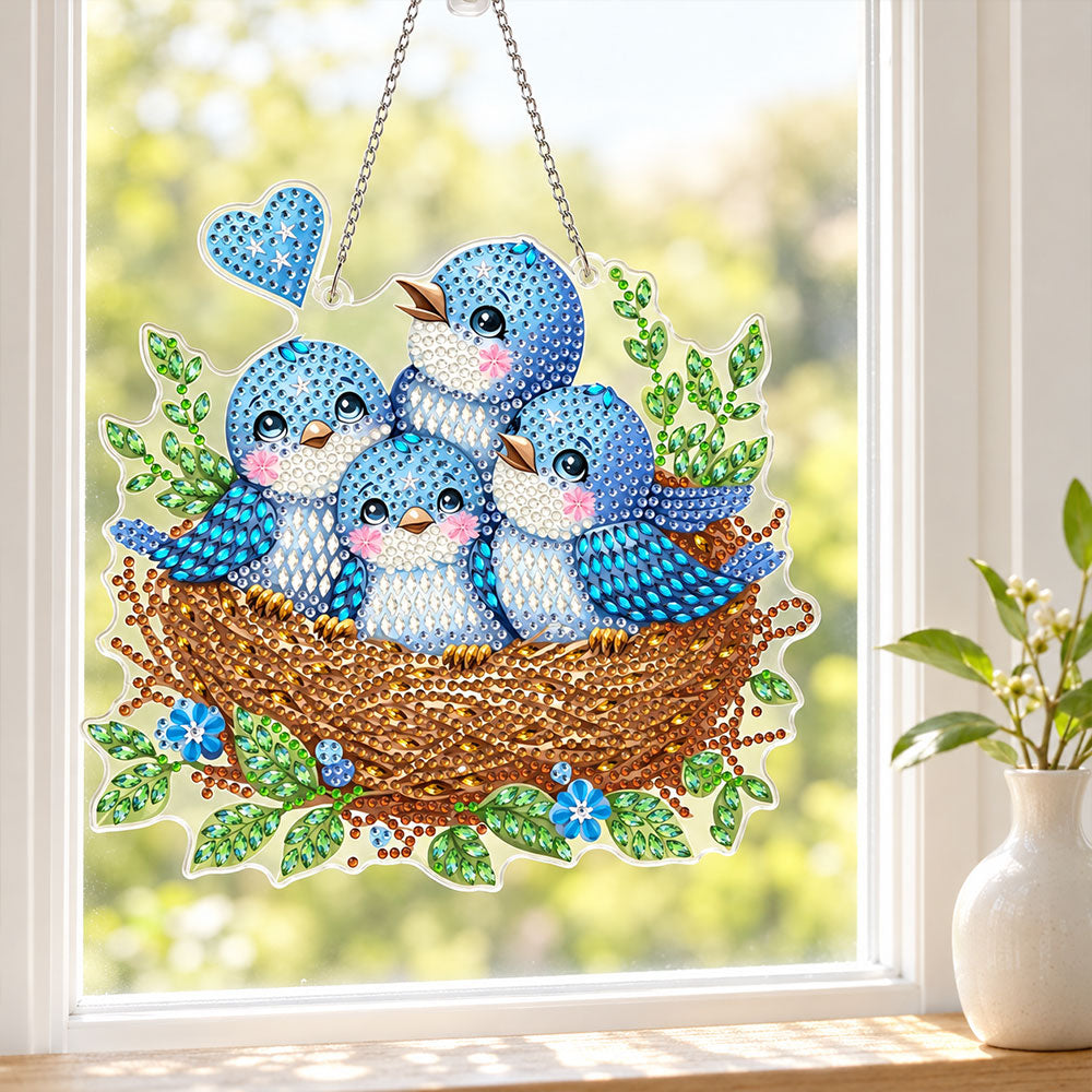 5D Diamond Painting Türanhänger – Nest voller Glück