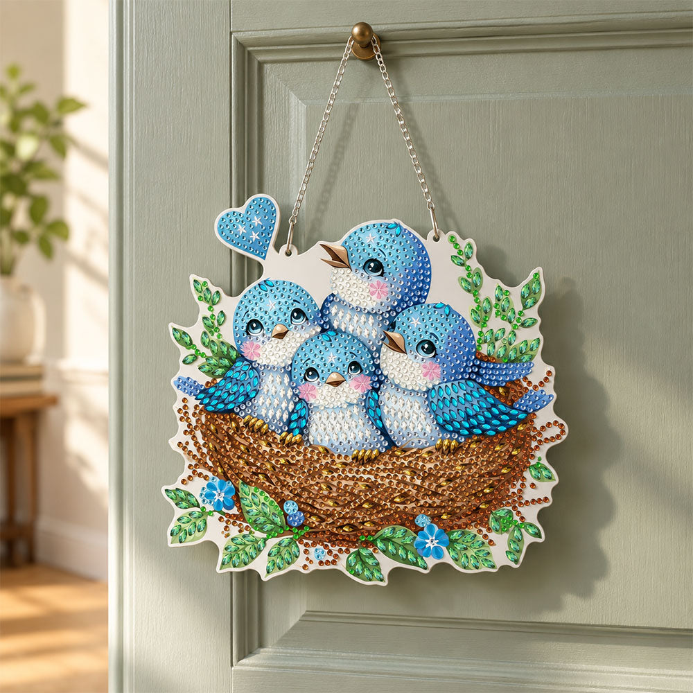 5D Diamond Painting Türanhänger – Nest voller Glück