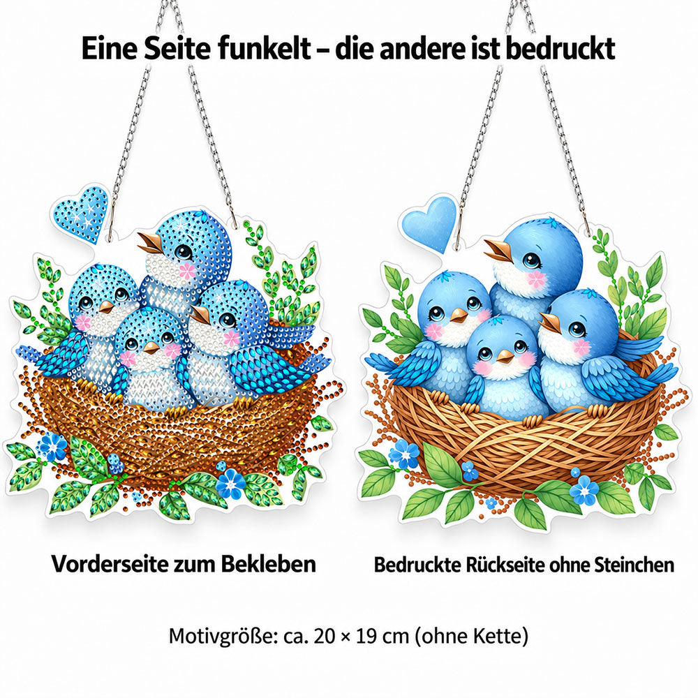 5D Diamond Painting Türanhänger – Nest voller Glück