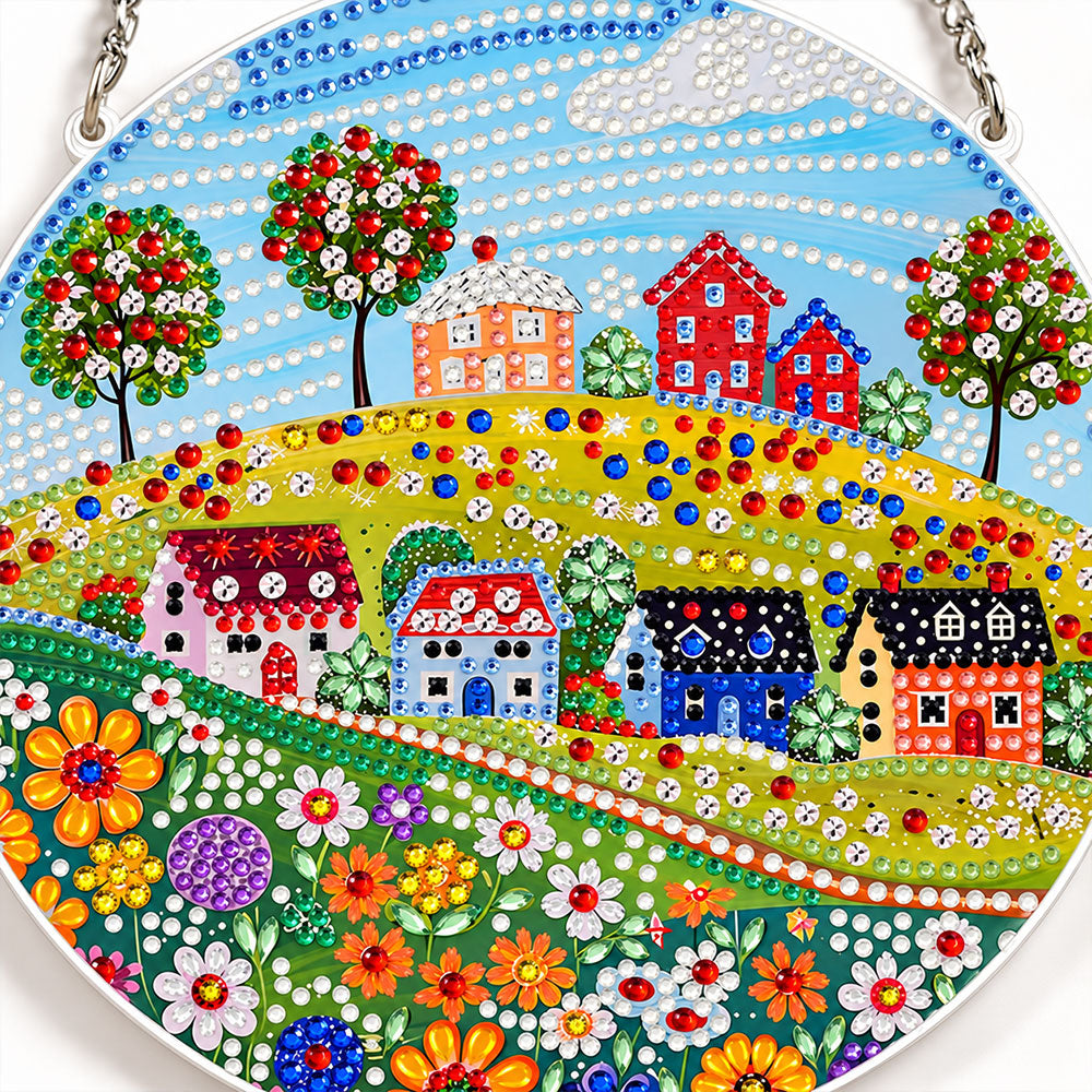 5D Diamond Painting Türanhänger – Sommerglück im Blumendorf