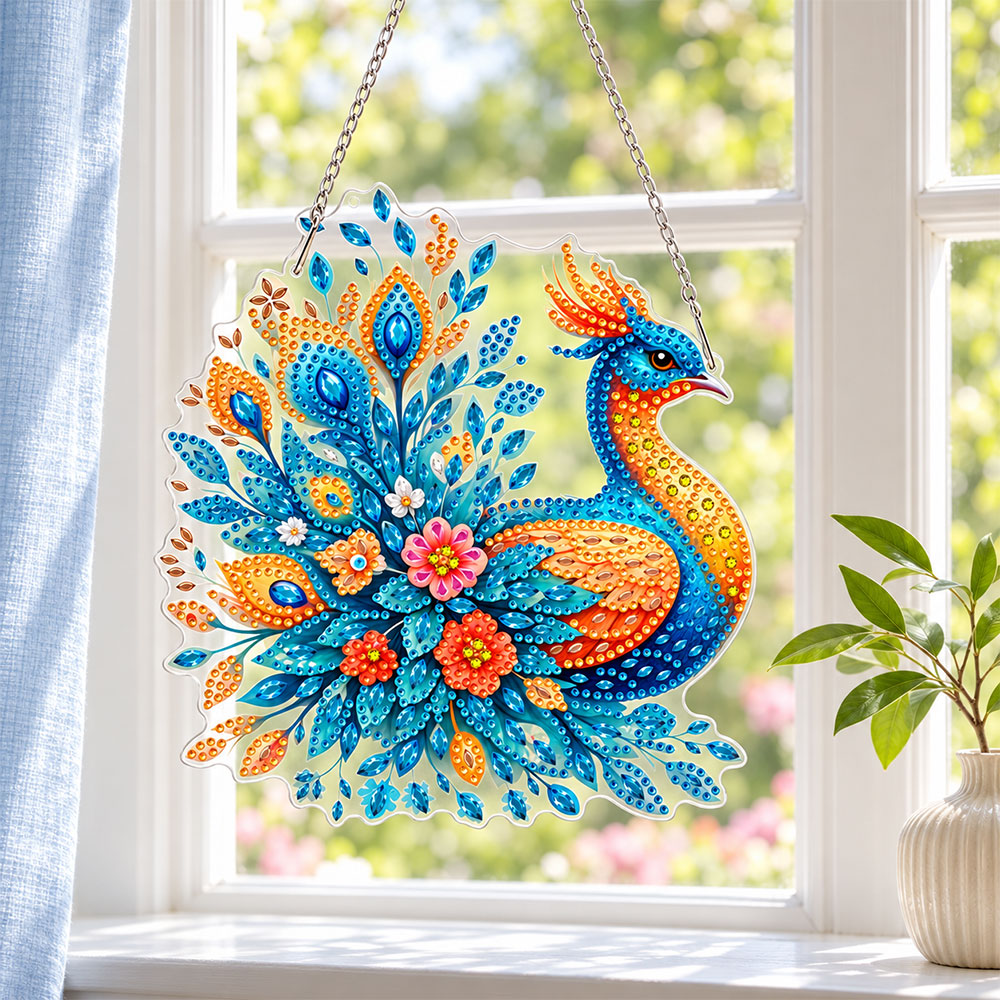 5D Diamond Painting Türanhänger – Türkises Federjuwel