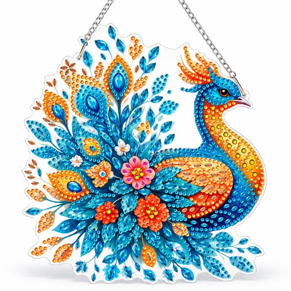 5D Diamond Painting Türanhänger – Türkises Federjuwel | Unique Diamond