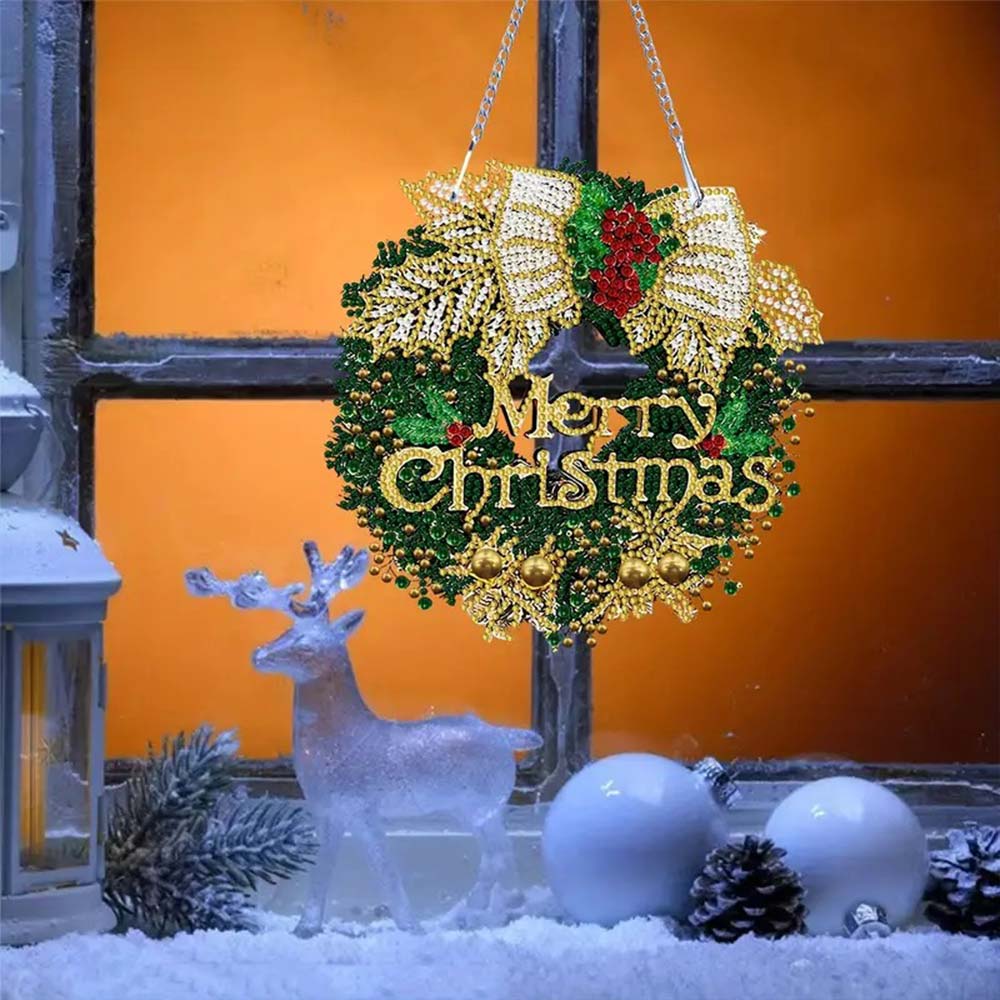 5D Diamond Painting Türkranz – Glitzerkranz Merry Christmas, Unique-Diamond