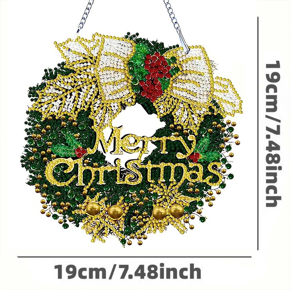 5D Diamond Painting Türkranz – Glitzerkranz Merry Christmas, Unique-Diamond