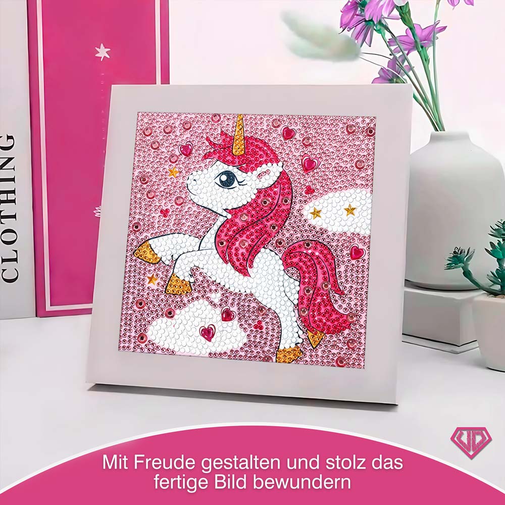 5D Diamond Painting Unicorn in Love mit Strasssteinchen, Unique-Diamond