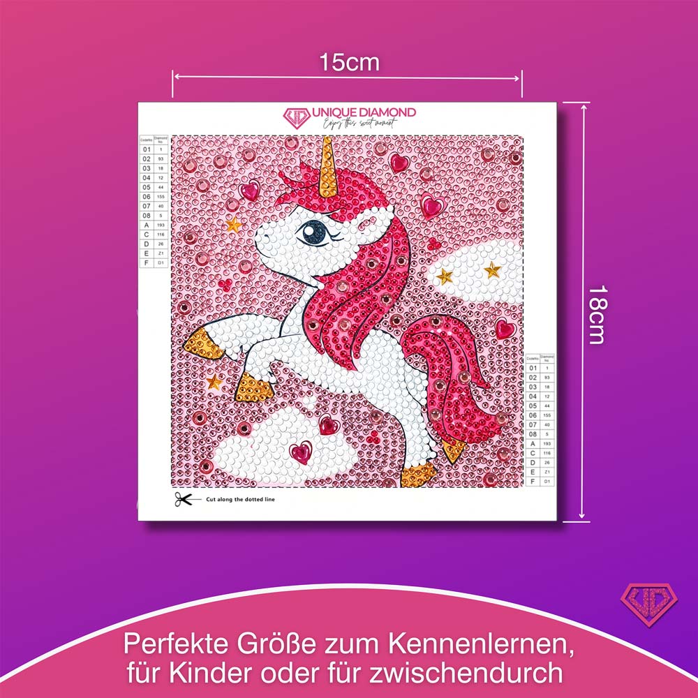 5D Diamond Painting Unicorn in Love mit Strasssteinchen, Unique-Diamond