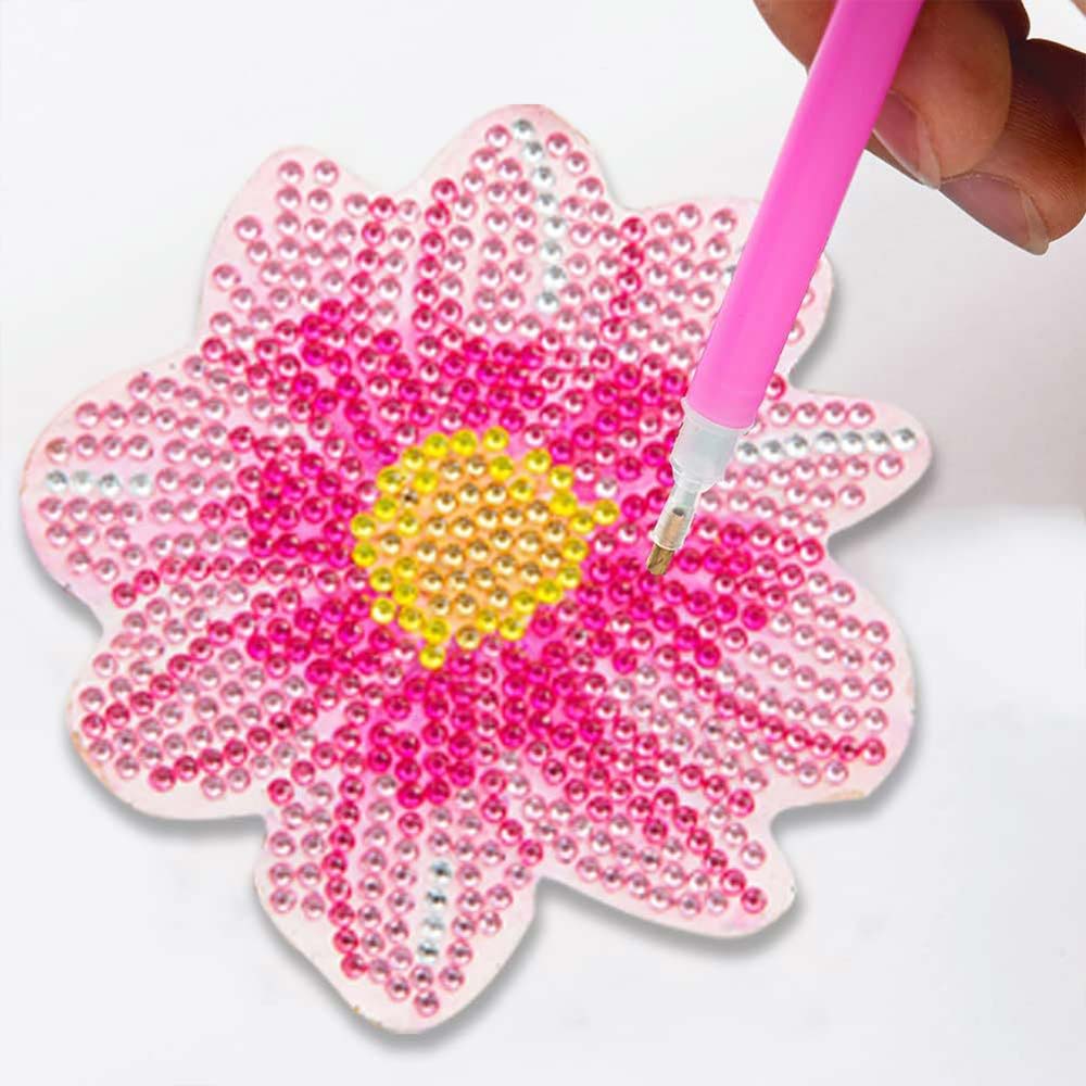 5D Diamond Painting Untersetzer Blumen, Unique-Diamond