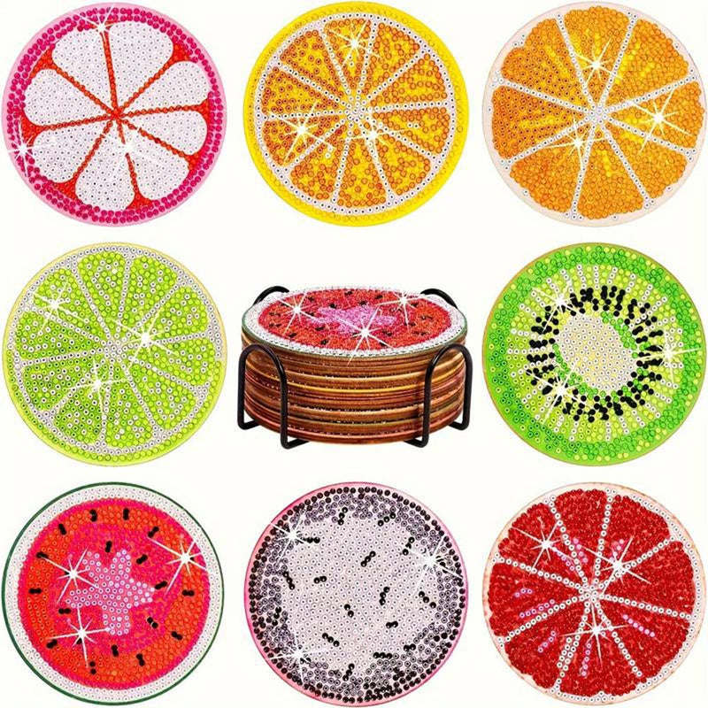 5D Diamond Painting Untersetzer Früchte, Unique-Diamond